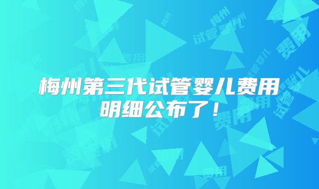 梅州第三代试管婴儿费用明细公布了!