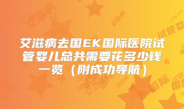艾滋病去国EK国际医院试管婴儿总共需要花多少钱一览（附成功导航）