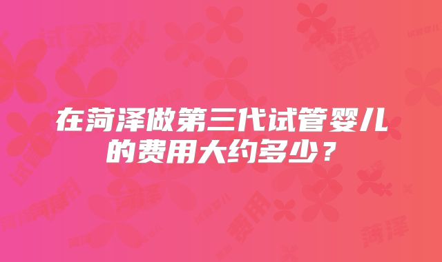 在菏泽做第三代试管婴儿的费用大约多少？