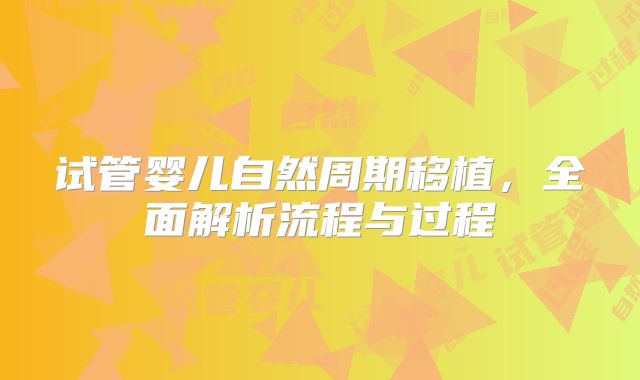 试管婴儿自然周期移植,全面解析流程与过程