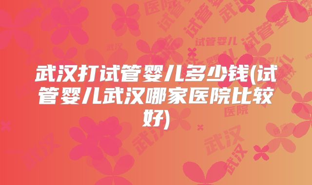 武汉打试管婴儿多少钱(试管婴儿武汉哪家医院比较好)
