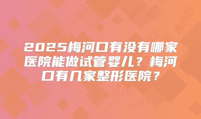 2025梅河口有没有哪家医院能做试管婴儿？梅河口有几家整形医院？