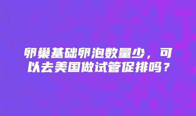 卵巢基础卵泡数量少，可以去美国做试管促排吗？