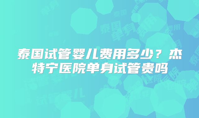 泰国试管婴儿费用多少？杰特宁医院单身试管贵吗