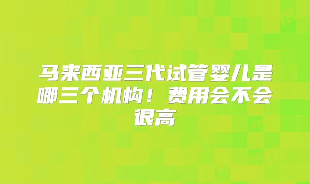 马来西亚三代试管婴儿是哪三个机构!费用会不会很高