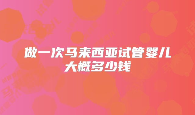 做一次马来西亚试管婴儿大概多少钱