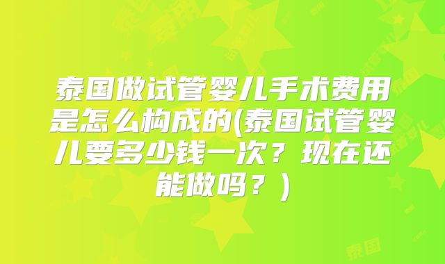 泰国做试管婴儿手术费用是怎么构成的(泰国试管婴儿要多少钱一次？现在还能做吗？)