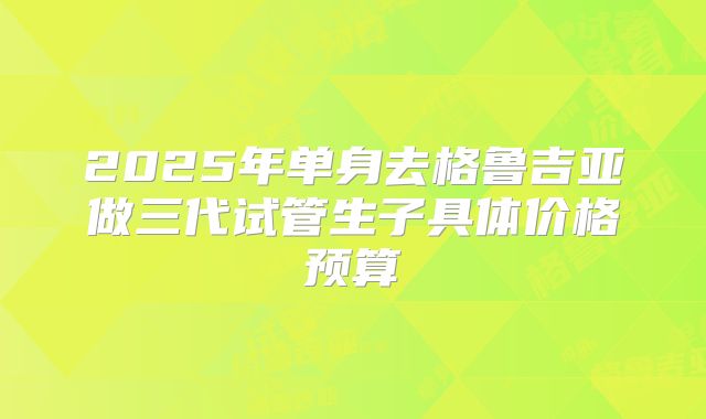 2025年单身去格鲁吉亚做三代试管生子具体价格预算