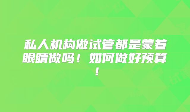 私人机构做试管都是蒙着眼睛做吗!如何做好预算!