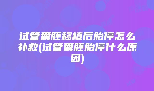 试管囊胚移植后胎停怎么补救(试管囊胚胎停什么原因)