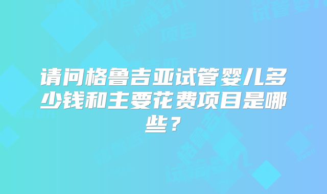 请问格鲁吉亚试管婴儿多少钱和主要花费项目是哪些？