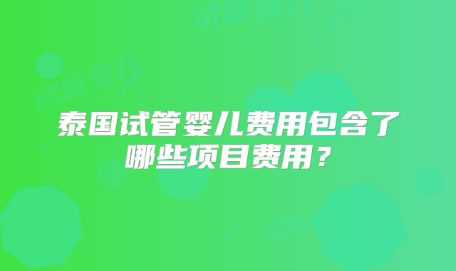 泰国试管婴儿费用包含了哪些项目费用？