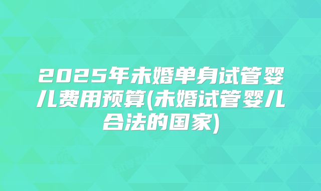 2025年未婚单身试管婴儿费用预算(未婚试管婴儿合法的国家)