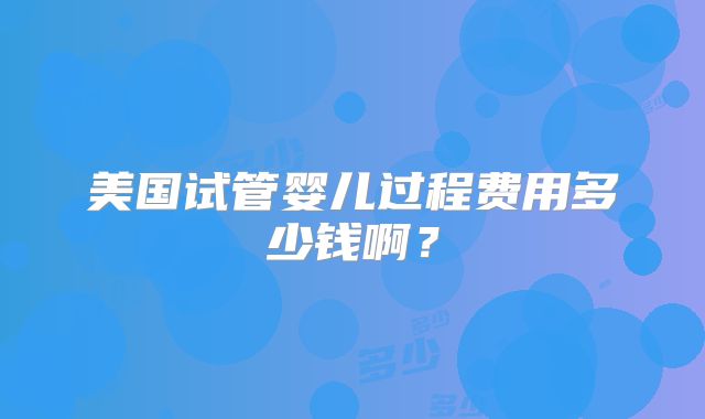 美国试管婴儿过程费用多少钱啊？