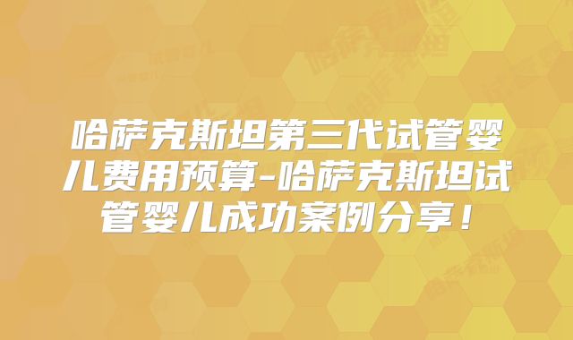 哈萨克斯坦第三代试管婴儿费用预算-哈萨克斯坦试管婴儿成功案例分享!