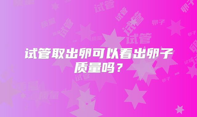 试管取出卵可以看出卵子质量吗？