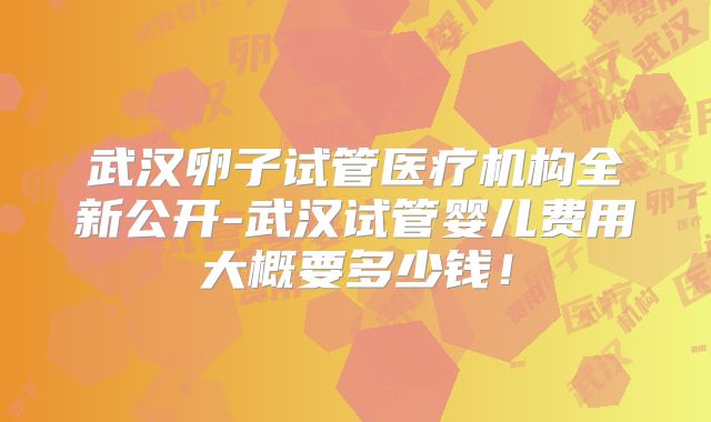 武汉卵子试管医疗机构全新公开-武汉试管婴儿费用大概要多少钱!