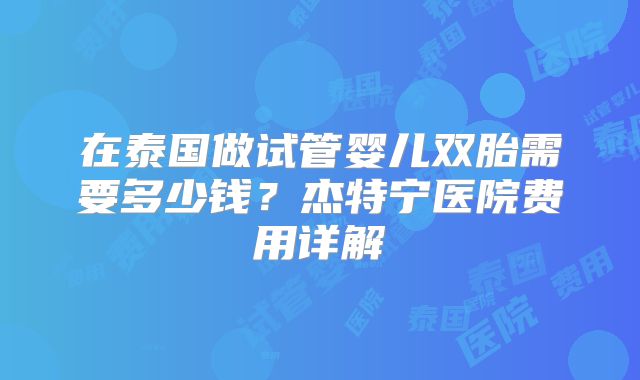 在泰国做试管婴儿双胎需要多少钱？杰特宁医院费用详解