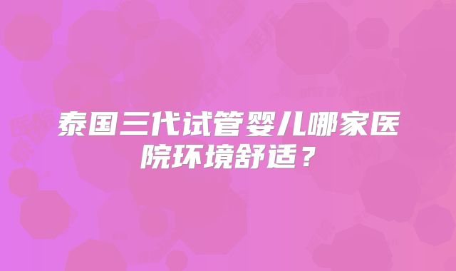 泰国三代试管婴儿哪家医院环境舒适?