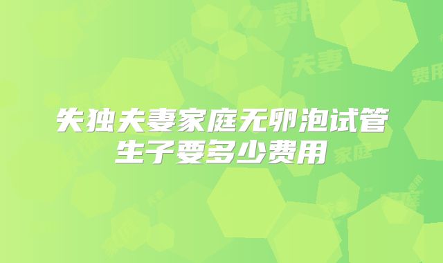 失独夫妻家庭无卵泡试管生子要多少费用