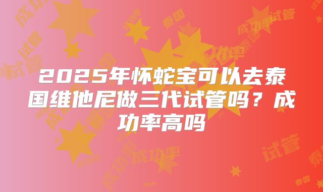 2025年怀蛇宝可以去泰国维他尼做三代试管吗？成功率高吗