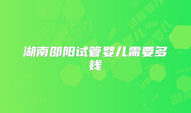 湖南邵阳试管婴儿需要多钱