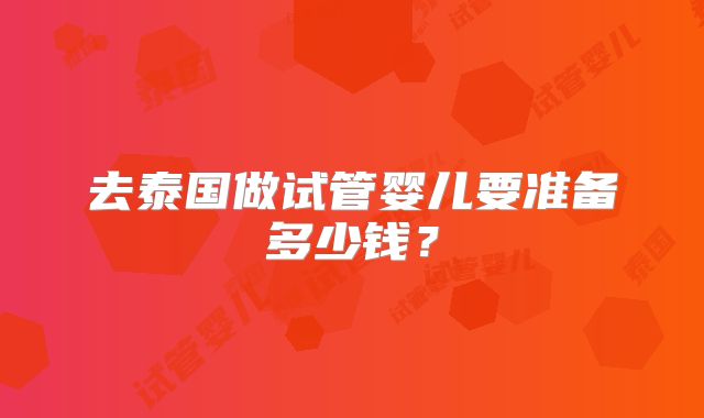 去泰国做试管婴儿要准备多少钱？