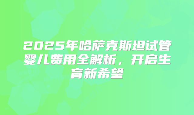 2025年哈萨克斯坦试管婴儿费用全解析，开启生育新希望