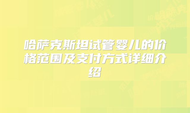 哈萨克斯坦试管婴儿的价格范围及支付方式详细介绍
