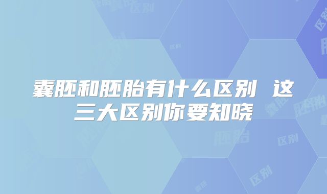 囊胚和胚胎有什么区别 这三大区别你要知晓