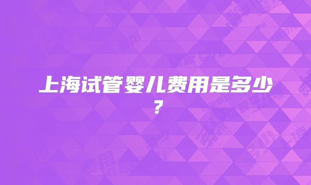 上海试管婴儿费用是多少？