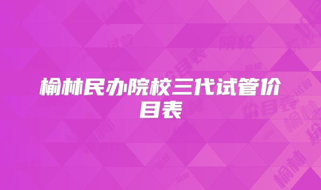 榆林民办院校三代试管价目表