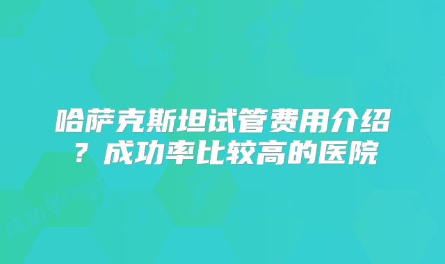 哈萨克斯坦试管费用介绍？成功率比较高的医院