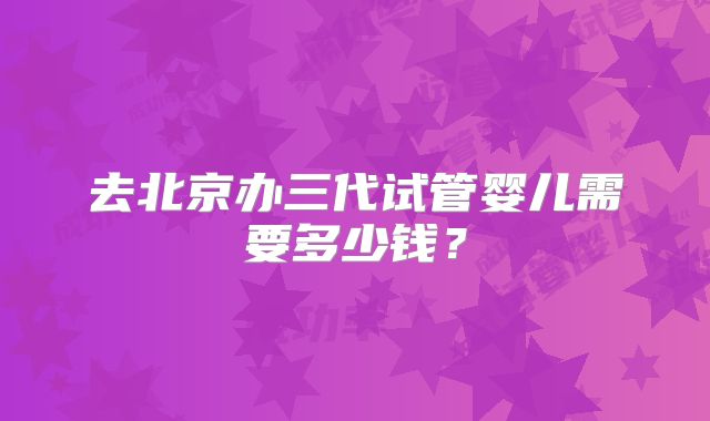 去北京办三代试管婴儿需要多少钱？
