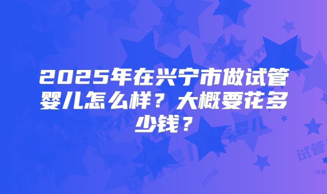 2025年在兴宁市做试管婴儿怎么样？大概要花多少钱？