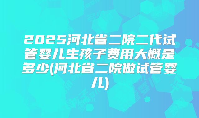 2025河北省二院二代试管婴儿生孩子费用大概是多少(河北省二院做试管婴儿)