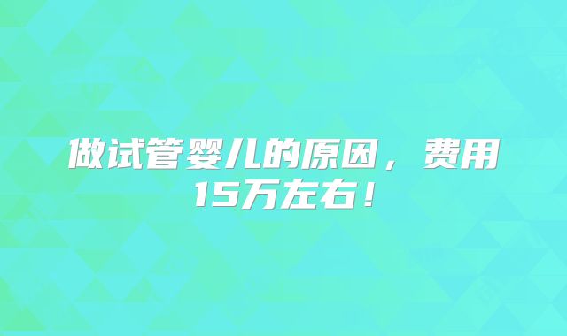 做试管婴儿的原因,费用15万左右!