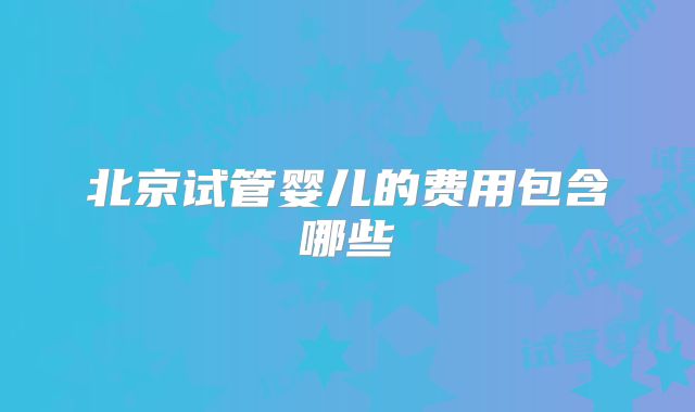 北京试管婴儿的费用包含哪些