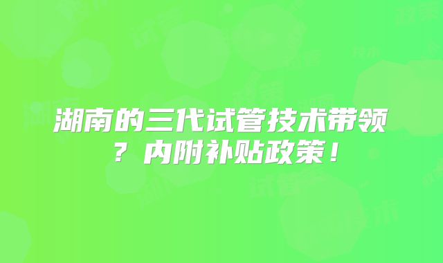 湖南的三代试管技术带领?内附补贴政策!