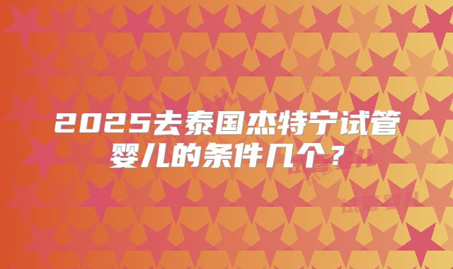 2025去泰国杰特宁试管婴儿的条件几个？