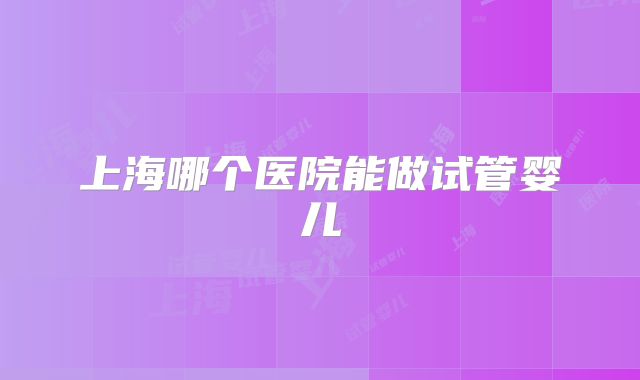 上海哪个医院能做试管婴儿