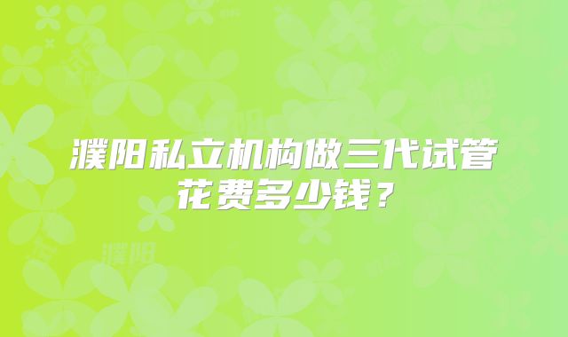 濮阳私立机构做三代试管花费多少钱?
