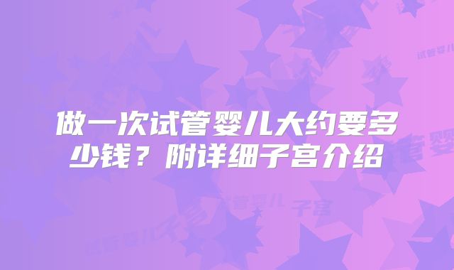 做一次试管婴儿大约要多少钱？附详细子宫介绍