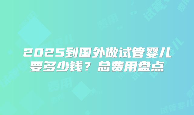 2025到国外做试管婴儿要多少钱？总费用盘点