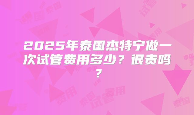 2025年泰国杰特宁做一次试管费用多少？很贵吗？