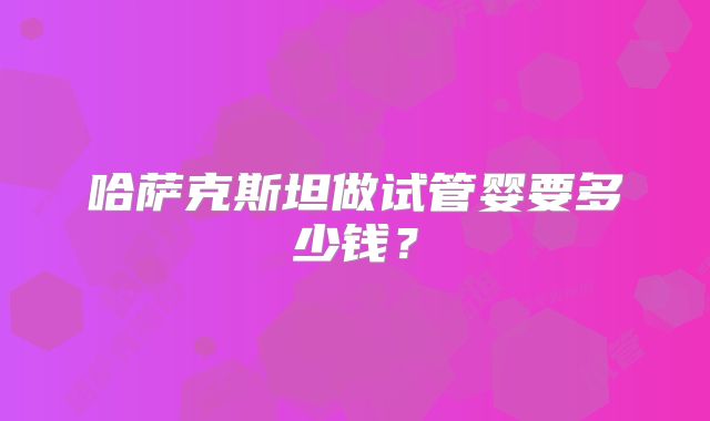 哈萨克斯坦做试管婴要多少钱？