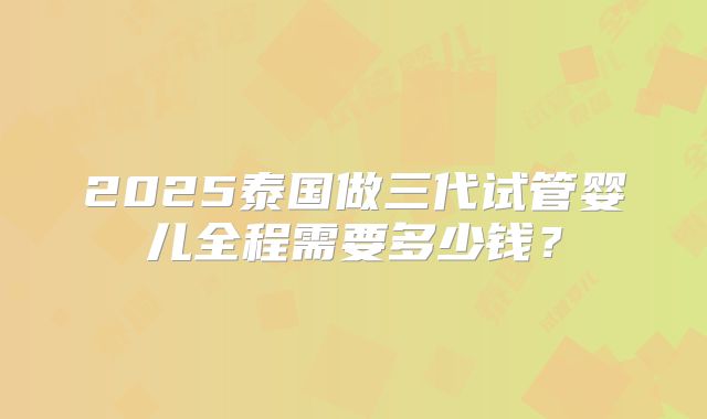 2025泰国做三代试管婴儿全程需要多少钱？