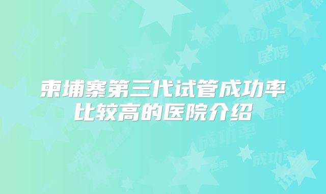 柬埔寨第三代试管成功率比较高的医院介绍
