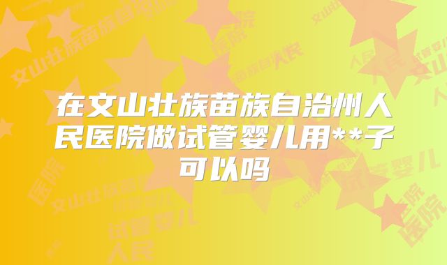 在文山壮族苗族自治州人民医院做试管婴儿用**子可以吗
