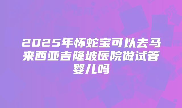 2025年怀蛇宝可以去马来西亚吉隆坡医院做试管婴儿吗